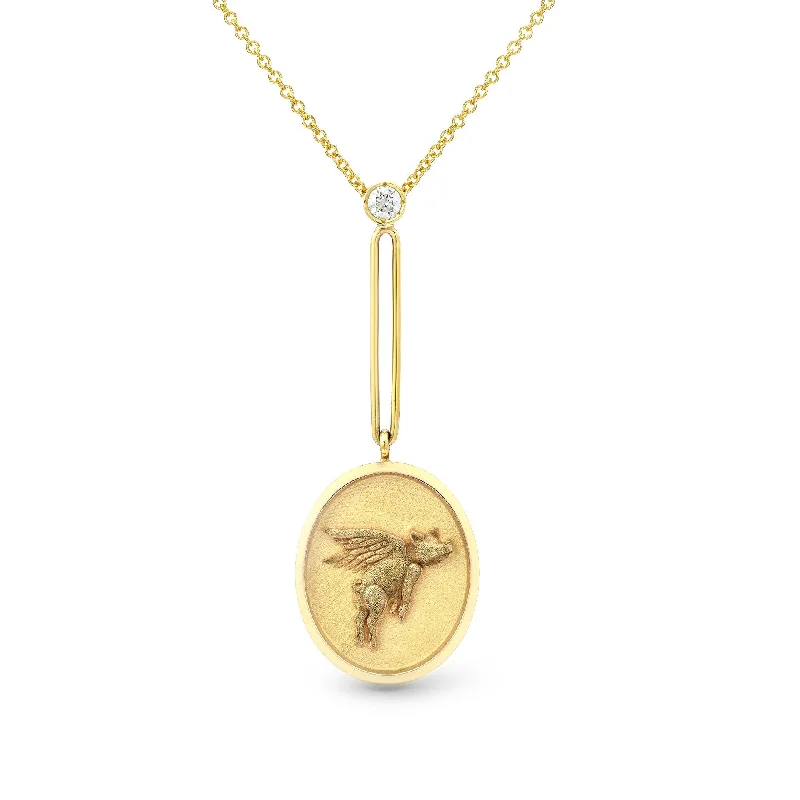 Flying Pig Drop Necklace